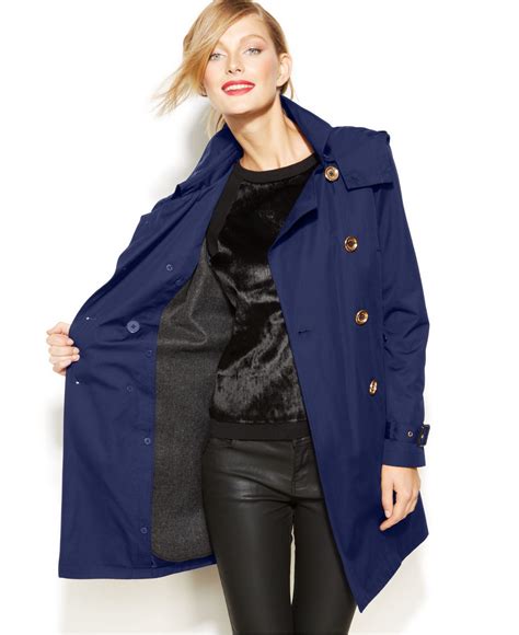 michael kors petite double breasted trench coat|michael kors single breasted coat.